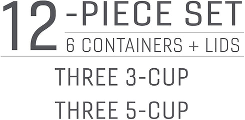Rubbermaid EasyFindLids with Press & Lock Leak Proof Lids Food Storage Set, Meal Prep Containers, 12 Piece, Clear