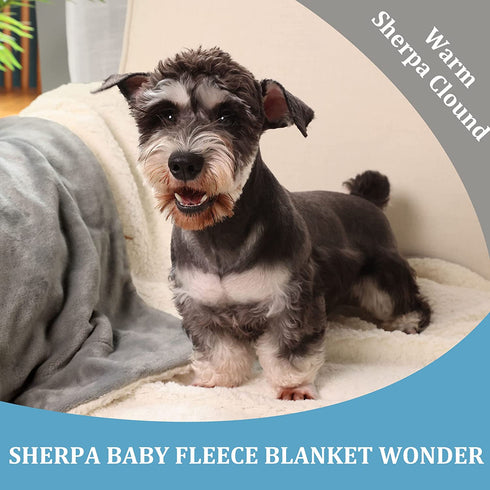 NANPIPER Baby Sherpa Blanket,Warm Toddler Throw Blanket,Soft Newborn Fleece Blanket for Winter (Light Grey,30x40 inches)