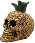 Ebros Hawaiian Tropical Pineapple Golden Skull Figurine 6" Tall Fruity Skeleton Head Statue for Halloween Day of The Dead Spooky Decor