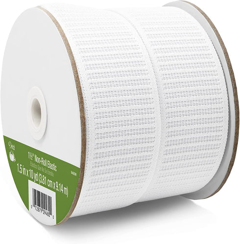 Dritz 9480W Non-Roll Woven Elastic, White, 1-1/2-Inch by 10-Yard