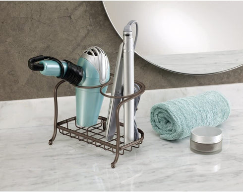 iDesign York Lyra Free-Standing Hair Styling Tool Holder - 8.77" x 6.18" x 6.81", Bronze,65341