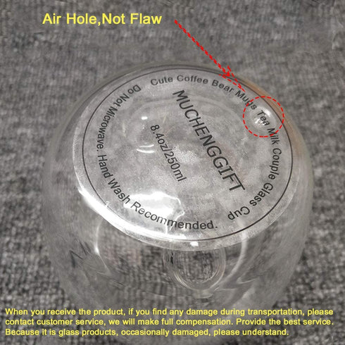 Cute Mugs Bear Tea Coffee Cup Milk Couple Double Wall Glass Mugs Funny Valentine's Day Birthday Gifts for You