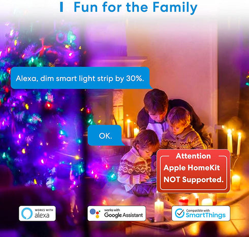 meross Smart LED Strip Light, 16.4ft RGB WiFi Strip, Compatible with Amazon Alexa & Google Assistant and SmartThings, App Control, Color Changing for Home, Bedroom, TV, Party