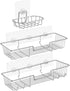 iPEGTOP Shower Caddy Basket with Hooks Soap Dish Holder Shelf for Shampoo Conditioner Bathroom Kitchen Storage Organizer SUS304 Stainless Steel Adhesive No Drilling - 3 Pack