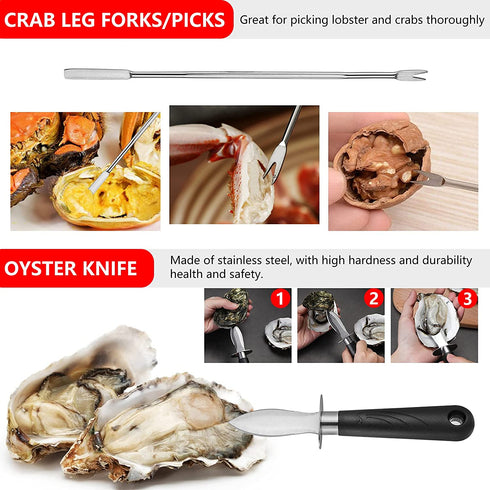 Seafood Tools Set Includes 4 Crab Crackers 6 Seafood Fork 6 Lobster Crackers 1 Seafood Scissors 1 Oyster Knife 1 Shrimp Cleaning Tool-Nutcracker Set?19 Piece ?