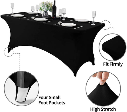 Hezuzo Spandex Table Cover for 6Ft or 4fT or 8ft Table Universal Fitted Stretch Tablecloth for Party, Banquet, Wedding and Events