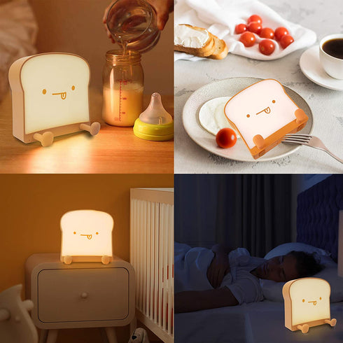 QANYI Cute Night Light Toast Bread LED Night lamp with Rechargeable and Timer, Portable Bedroom Bedside Bed lamp Birthday Gifts Ideas for Tween Teenage Teenager Teen Girls Boys Women
