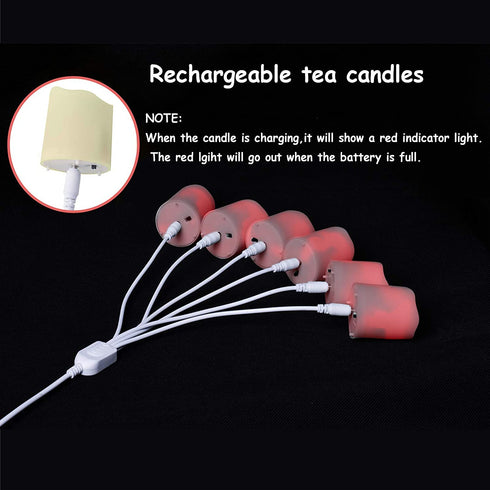 6PCS Rechargeable Tea Lights Candles with Remote and Timer, Flameless Flickering Votive Candles with USB Charging Cable & Frosted Cups, Electric Fake Candle for Home, Wedding, Holiday Decoration
