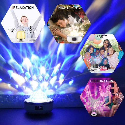Pofeite Star Projector Galaxy Night Light for Bedroom Ceiling Bluetooth Speaker Alarm Clock FM Radio 360 Degree Rotation with 6 Films Dimmable Warm Light&7 Color Changing Gift Girl Boy Women