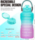 Water Bottles with Times to Drink, 1 Gallon/128oz BPA Free Leak-proof Water Bottle with Time Marker & Straw Perfect for Fitness Gym Camping Outdoor Sports, Water Jug