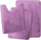 Clara Clark Bathroom Rugs, Velvet Memory Foam Bath Mat, Non-Slip Bath Rugs, Machine Wash, Dries Quickly, Ultra Soft Plush Bath Mats for Bathroom, 3 Piece Set, Lavender Dream