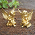 OwMell Set of 2 Gold Angels Resin Cherubs Statue Figurine, Indoor Outdoor Home Garden Decoration 4 Inch, Adorable Angel Sculpture Memorial Statue A Pair