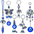 6 Pieces Lucky Evil Eye Car Hanging Ornament Blue Evil Eye with Butterfly Hanging Decoration Turkish Evil Eye with Elephant Amulet Life Tree Amulet Evil Eye Hanging Ornament for Car Home Protection