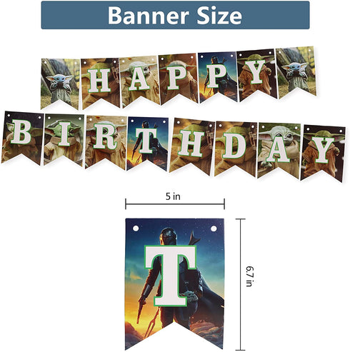 Birthday Decorations, Birthday Party Supplies with Foil Baby Yoda Balloon, Happy Birthday Banner, Cake Toppers, Balloons, Hanging Swirl, Stickers Party Decorations for Kids Boys Party