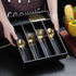 Drawer Organizers, Berglander Black Leather Wood Kitchen Silverware Tray For Drawer, Utensil Tray Drawer Organizer, Kitchen Silverware Organizer, Cutlery Flatware Organizer With Drawers