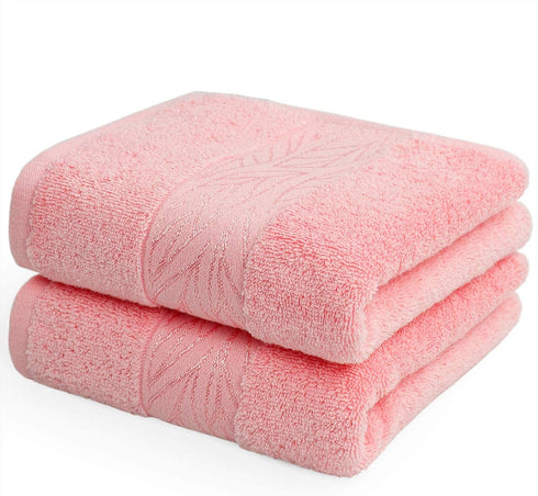 Cleanbear Soft Hand Towels Bathroom Hand Towel Set, 100% Cotton Lightweight for Quick Dry 2 Pack, 13 x 29 Inches (Peach Pink)