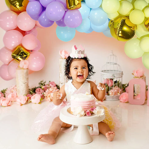 Pastel Balloon Garland Arch Kit 120pcs Assorted Macaron Pink Blue Gold Rainbow Balloons Kit Latex Balloon Arch for Baby Bridal Shower Birthday Wedding Graduation Party Decorations