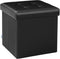 B FSOBEIIALEO Folding Storage Ottoman Footrest Stool Faux Leather Seat Chest Black 12.6"X12.6"X12.6"