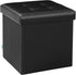 B FSOBEIIALEO Folding Storage Ottoman Footrest Stool Faux Leather Seat Chest Black 12.6"X12.6"X12.6"