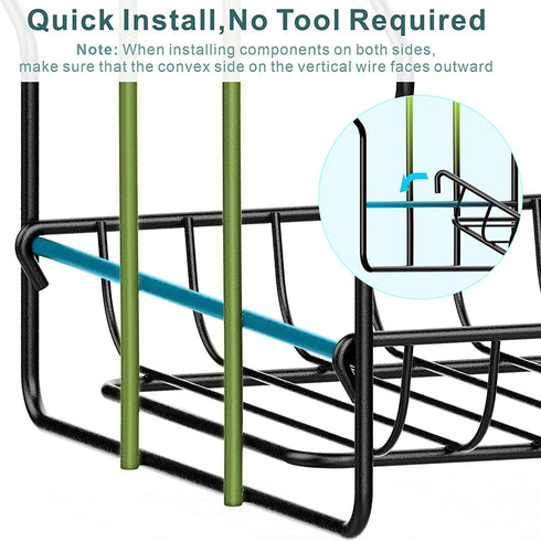 Dish Drying Rack, GSlife Rust-Resistant Small 2 Tier Dish Rack with Drainboard Set, Dish Drainer with Utensil Holder & Cup Holder for Kitchen Counter, Black