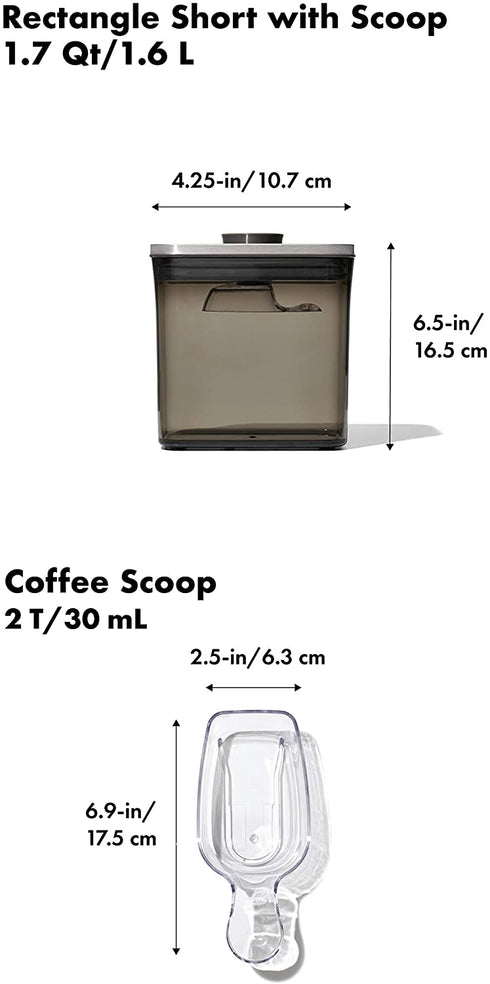 OXO Steel POP Coffee Container with Scoop- 1.7 Qt for Coffee, Tea and More