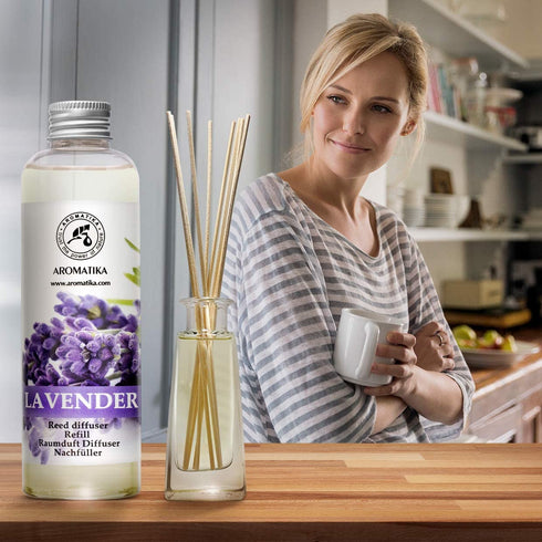 Lavender Reed Diffuser Refill 6.8 OZ - Lavanda Refill - Room Fragrance Diffuser w/Natural Essential Lavender Oil - Reed Diffuser Oil Refill for Spa - Aromatherapy - Home - Bath - Office - Restaurant