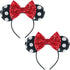 2 Pcs Mouse Ears Bow Headbands, Shiny Sequin Bow Headbands Classic Red Mouse Ears Headbands for Adult Women Girls