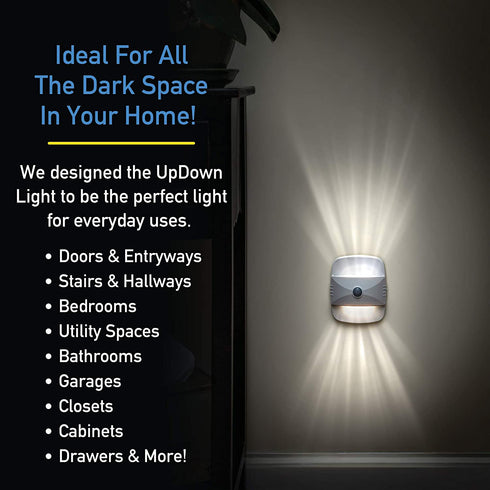 Sensor Brite UpDown Wireless Motion-Sensing LED Light, Automatic Accent LED Light, Battery-Operated Night LED Light (Updown Light)