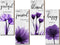 4 Pieces Flower Pictures Wall Decor Living Room Hanging Pictures Wooden Art Wall Decor Wall Art Pictures Thankful Grateful Blessed Home Decoration (Purple)