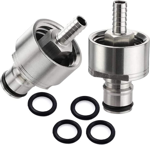 2 PCS€‘MRbrew Stainless Carbonation Cap, Ball Lock Type 5/16" Barb Counter Pressure Bottle Filling Cap with 4 Extra O-Rings, Fits Most Home Brew Soda & Beer Carbonation Systems