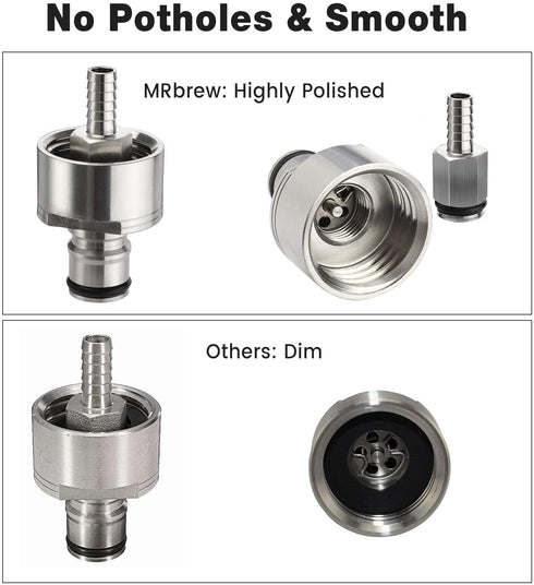 2 PCS€‘MRbrew Stainless Carbonation Cap, Ball Lock Type 5/16" Barb Counter Pressure Bottle Filling Cap with 4 Extra O-Rings, Fits Most Home Brew Soda & Beer Carbonation Systems