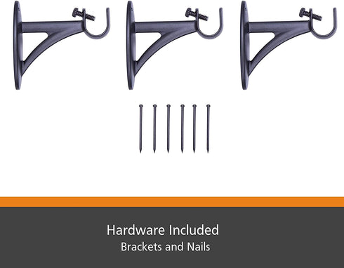 Kenney 5/8" Fast Fit Lilly Easy Install Curtain Rod, Black, 36"-66"