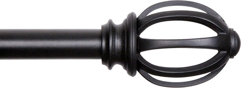 Kenney 5/8" Fast Fit Lilly Easy Install Curtain Rod, Black, 36"-66"