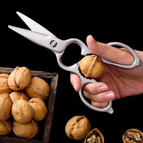 WAK Kitchen Scissors, Multi-Functional Kitchen Shears, Professional Stainless Steel Chopping Scissors, Heavy Duty Come Apart Shears, Easily Cut Poultry, Meat, Fish, Bottle Opener, Nutcracker