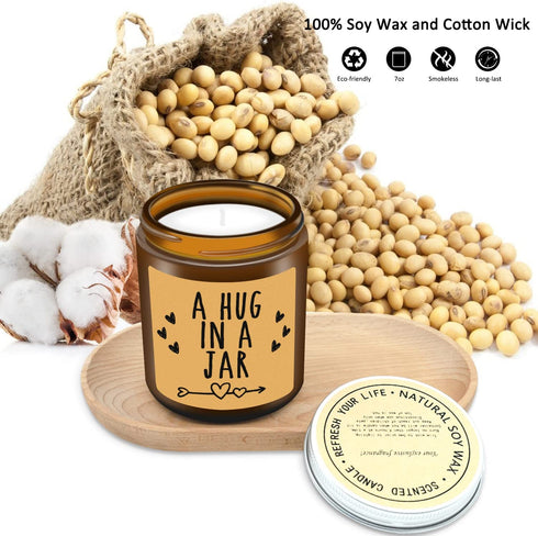 Sympathy Gift, Get Well Soon Gifts for Women - A Hug in a Jar Candles - Thinking of You Gifts for Her, Him, Friends, Mom, Mothers Day Gifts, Cheer Up, Divorce, Miss You, Condolence Gifts for Women