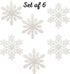Large Snowflakes - Set of 6 White Glittered Snowflakes - Approximately 12" D -Two Assorted Designs Snowflake Decorations - Snowflake Window Décor - Winter Decorations