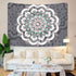 Mandala Tapestry + LED String Lights - Gray Bohemian Tapestry, Psychedelic Hippie Tapestry for Bedroom Livingroom (78.7 x 59 inches) Including 20 FT LED String Lights GF041