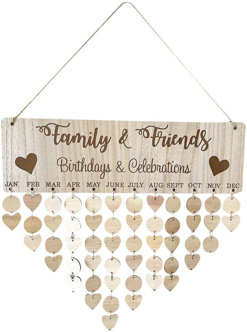 Yeekea Family & Friends Birthday Celebration Reminder Decorative Signs Plaques Anniversary Wall Hanging Calendar