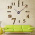 Mirror Surface Decorative Clock 3D DIY Wall Clock for Living Room Bedroom Office Hotel Wall Decoration (Silver)