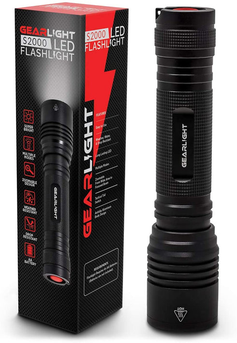GearLight S2000 LED Flashlight - Super Bright, Powerful, Mid-Size Tactical Flashlights with High Lumens for Outdoor Activity & Emergency Use