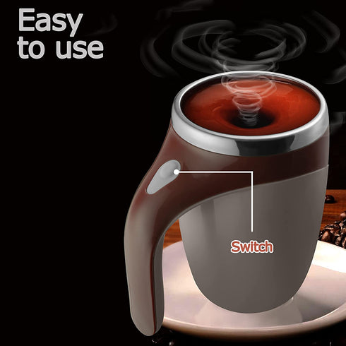 Self Stirring Coffee Mug, Self Mixing Coffee Mug,14Oz Stainless Steel Insulated Reusable Coffee Cup, Spinning Home Office Travel Mixer Cup Best Cute Christmas Birthday Gift (New Coffee)
