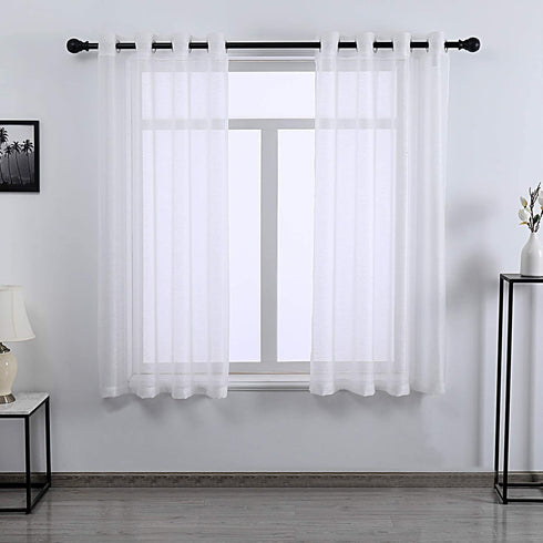 DONREN 45 Inch White Sheer Curtains Luxury Soft Short Textured Sheer Grommet Curtain Drapes for Kids Room 52 Inches Wide 2 Panels