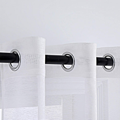 DONREN 45 Inch White Sheer Curtains Luxury Soft Short Textured Sheer Grommet Curtain Drapes for Kids Room 52 Inches Wide 2 Panels