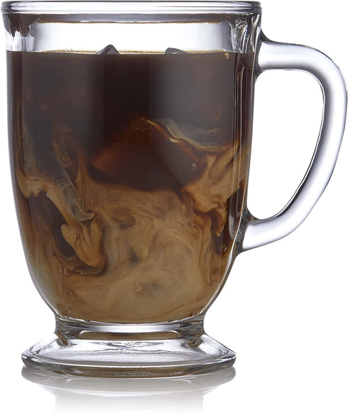 Libbey Kona Glass Coffee Mugs, Set of 6