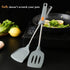 EooCoo Silicone Cooking Utensils Set with Holder, 8Pcs Kitchen Must Haves Stainless Steel Handle Cooking Tools, Kitchen Cookware 446°F Heat-Resistant for Nonstick Cookware Set, Gray