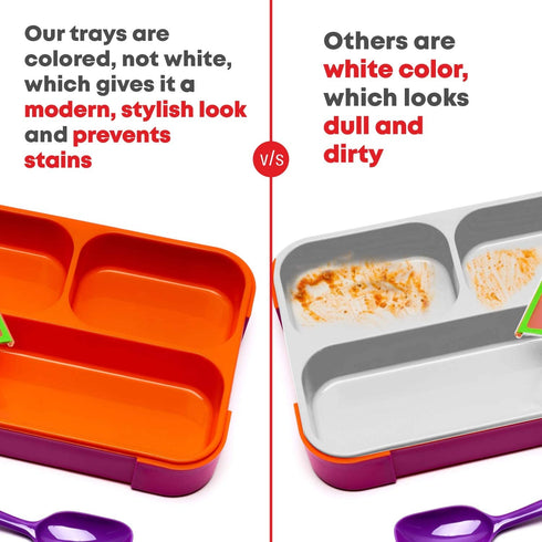 Bizz Lunch Box Containers Set (2-Pack) with Reusable Spoon, 37-oz Fun Innovative Bento Boxes Equipped with Removable Snap-On Lid Cover, Leakproof Meal Prep Lunchbox, Healty Eating, Food Grade BPA-Free