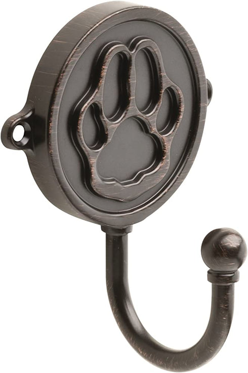 Franklin Brass Paw Print Hook Wall Hooks, Bronze, FBPAWHK-VBR-C