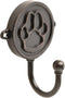 Franklin Brass Paw Print Hook Wall Hooks, Bronze, FBPAWHK-VBR-C