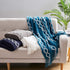 BOURINA Fluffy Chenille Knitted Fringe Throw Blanket Lightweight Soft Cozy for Bed Sofa Chair Throw Blankets, Teal 50" x 60"€¦