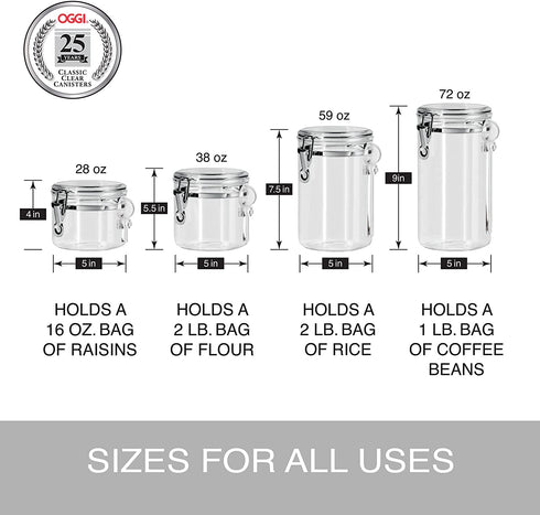Oggi Clear Canister Food Storage Container Set, 4-Piece